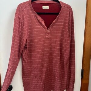 Marine Layer Red Striped double knit Henley Top